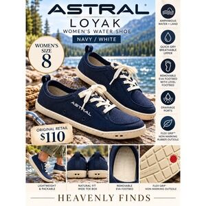 Astral Loyak Womens 8 Navy White Water Shoes NWT Amphibious Quick Dry Outdoor